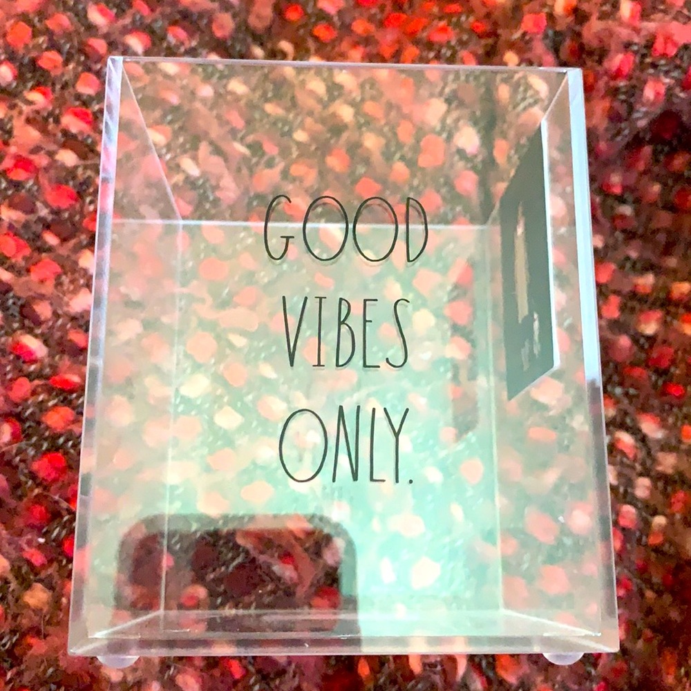 Rae Dunn plastic container GOOD VIBES ONLY